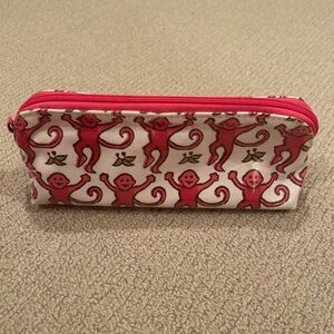 Roller Rabbit Pink Monkey Print Pouch